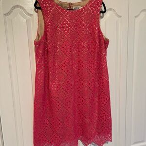 Elegant Pink Lace Sleeveless Dress